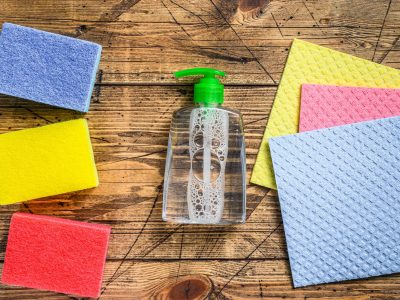 Washing and cleaning stuff, domestic supplies for spring cleaning service.